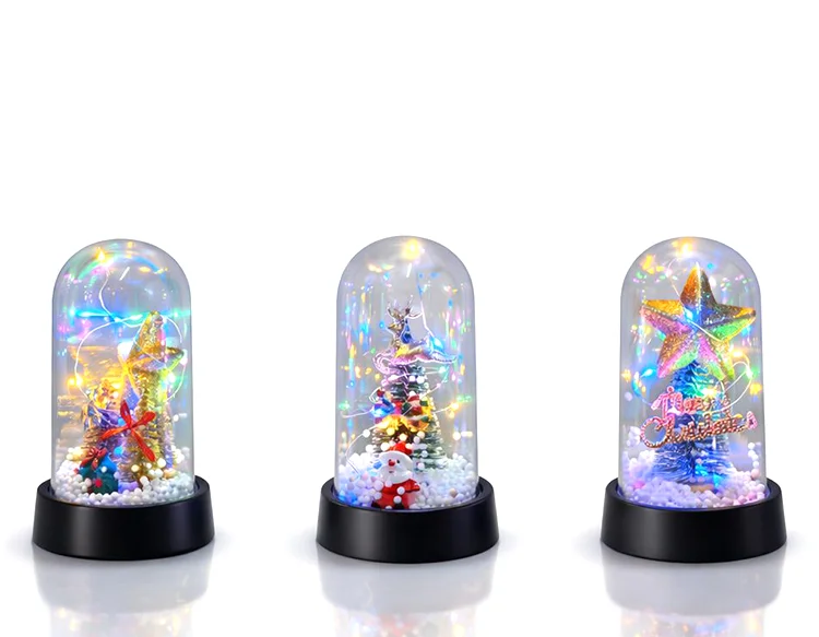 Yılbaşı Temalı Işıklı  Dekoratif Cam Fanus Alk5038