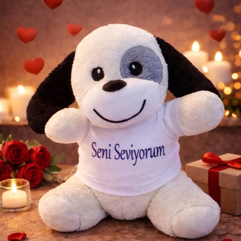 Toptan Seni Seviyorum Tişörtlü Sevimli Peluş Köpek