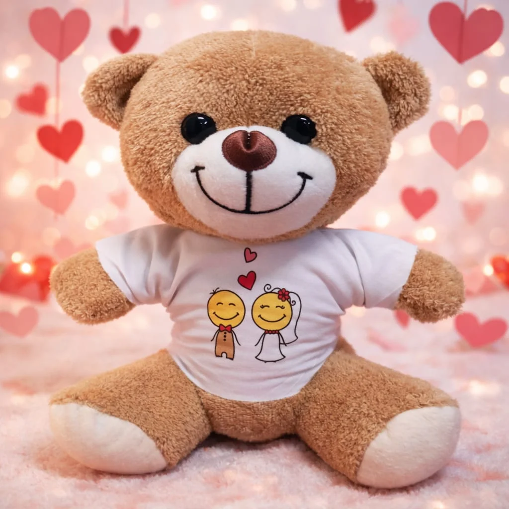 Toptan Gelin Damat Tasarım Tişörtlü Sevimli Ayıcık