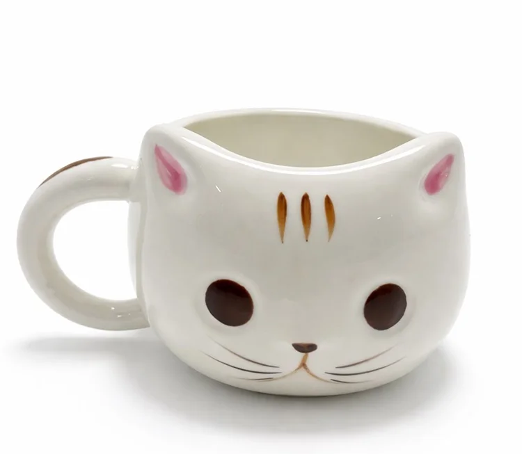 Kedi Tasarımlı Kabartmalı Kupa Bardak