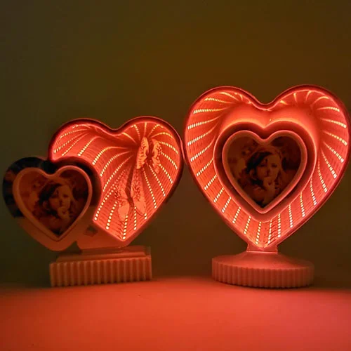 Toptan Kalp Tasarımlı Led Işıklı Ayna Fotoğraf Çerçevesi