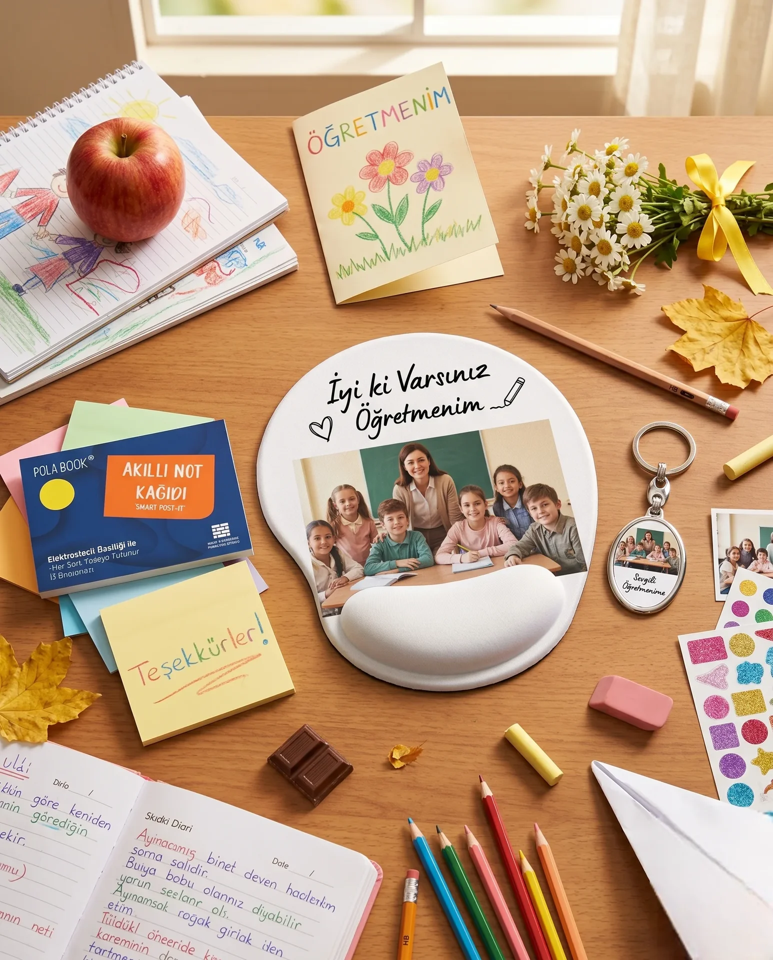 Ofis & Öğretmen Seti — Mouse Pad, Akıllı Not ve Oval Anahtarlık
