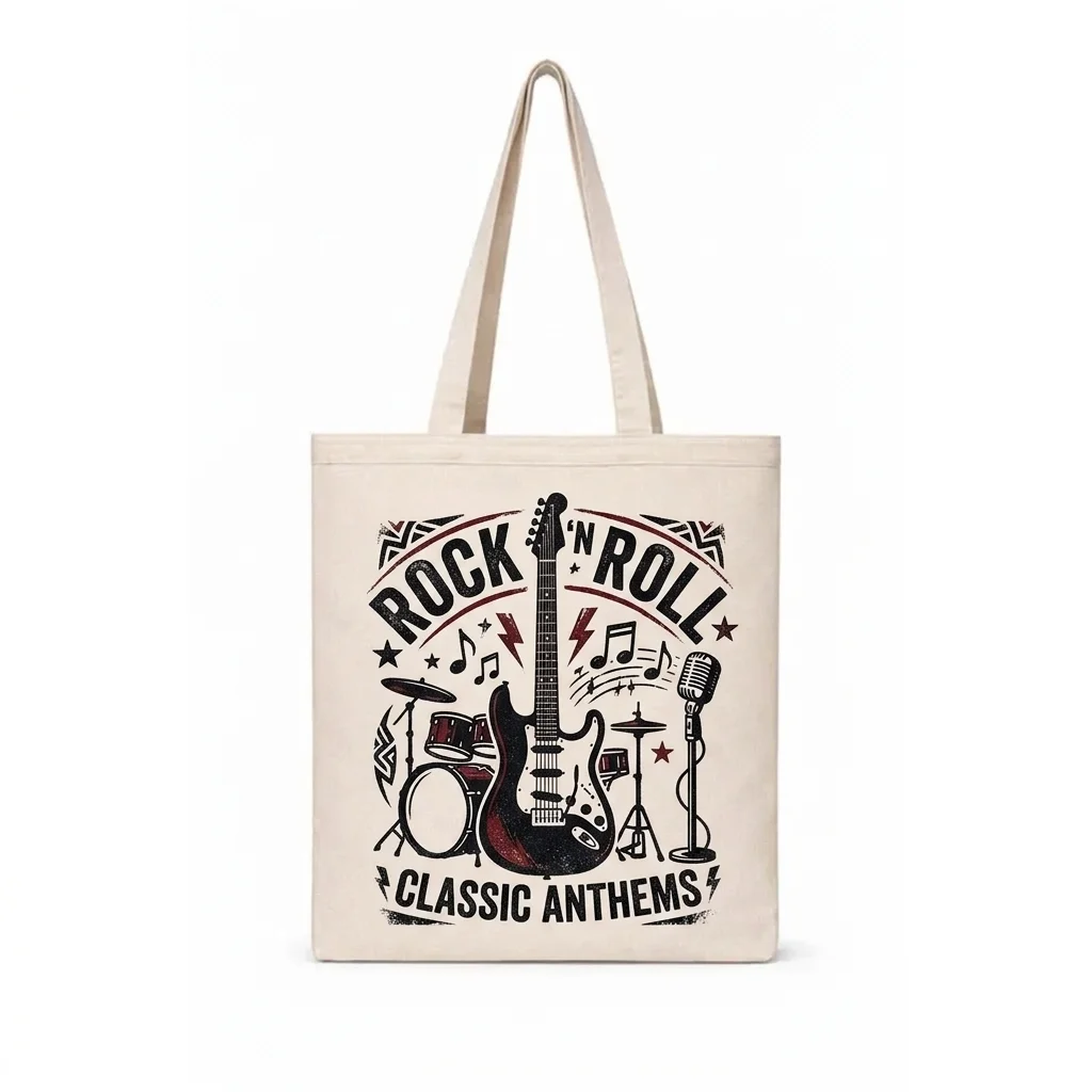 Rock 'n Roll Temalı Kupa ve Bez Çanta Seti
